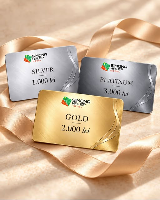 Cardurile cadou Hotel Simona Halep: Silver 1.000 lei, Gold 2.000 lei și Platinum 3.000 lei